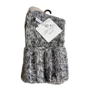 NWT Lemon Hand Knit Socks - Medium Grey
